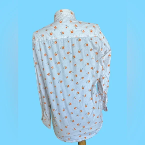 S Magic Men’s Collared Dress Shirt w/ orange floral pattern Medium (Slim) EUC - Picture 7 of 8